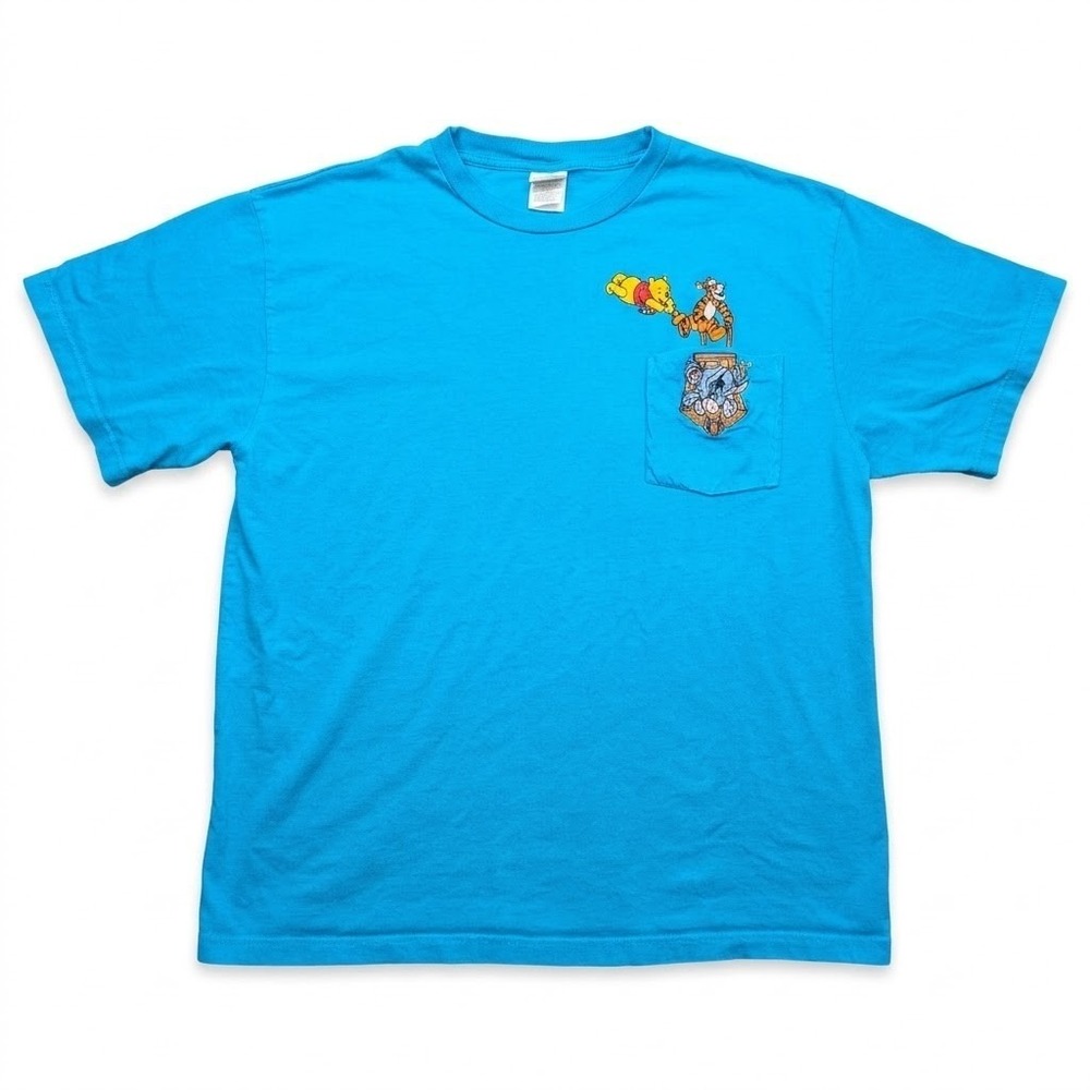 Vintage The Disney Store XXL Mens T Shirt Winnie The Pooh Tigger Eeyore Pocket